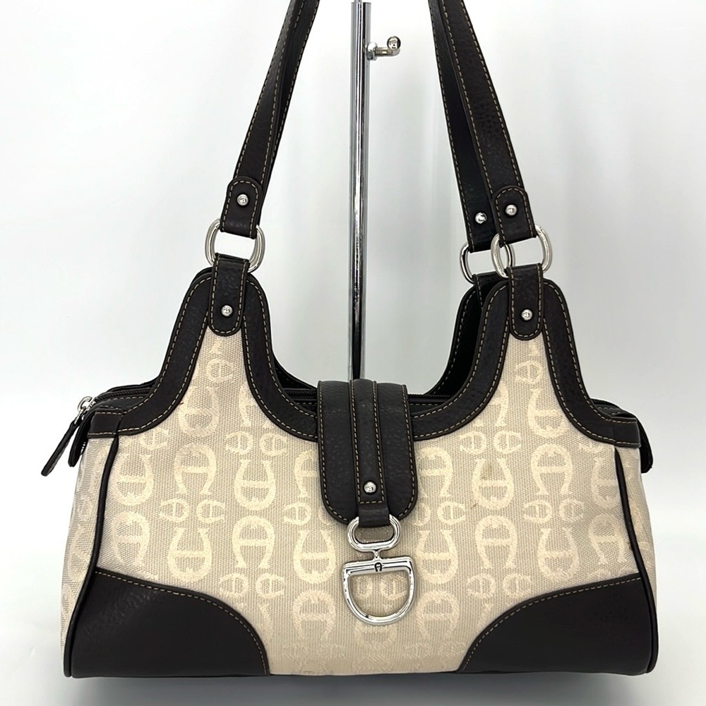 Etienne Aigner Black and Cream Shoulder Bag